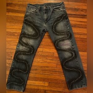 Stylish Black Chain Pattern Men Jeans